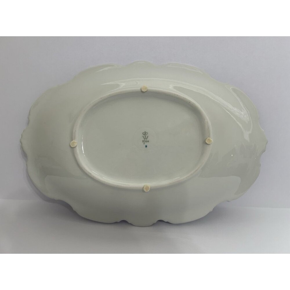 Wallendorf 1764 Oblong Rose Pink and Gold Dish Porcelain Germany 13x9 Inches - Picture 6 of 10